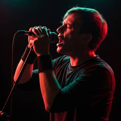 Powerful Rock Star Sings in Vivid Spotlight | Music Performance