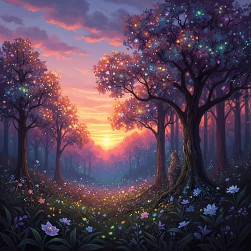 Mystical Forest at Dusk | Vibrant Colors | Maxfield Parrish Art