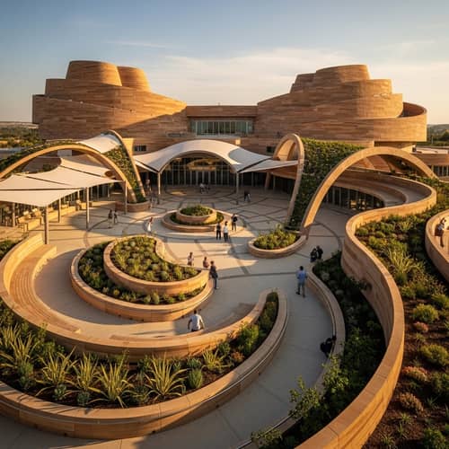 Dynamic Wave-Inspired Landscapes Surrounding Theatre