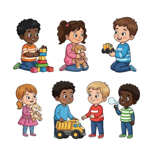 Joyful Children 0-6 Playing with Toys