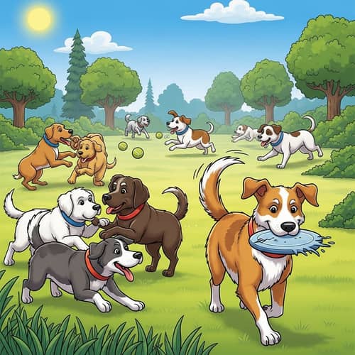 Playful Dogs Having Fun in the Sunshine