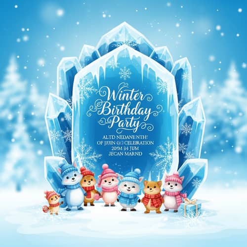 Winter Wonderland Birthday Invitation | Ice Crystal Theme