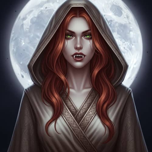 Fantasy Art Character with Fiery-Red Hair and Green Eyes