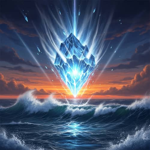 Glacial Meteor Falling into the Sea Illustration