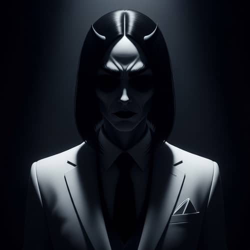 Eerie Noir: Sinister Humanoid in Shadows