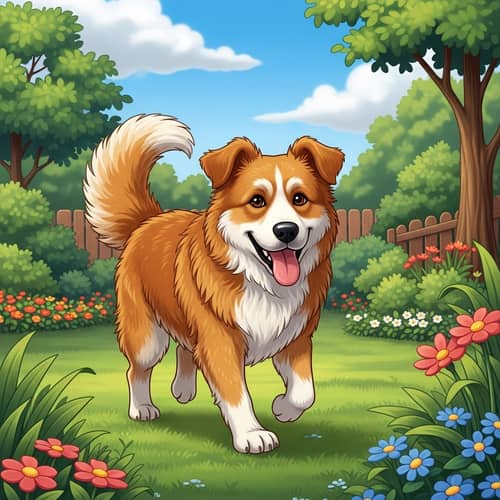 Medium-Sized Golden Fur Domestic Dog Illustration