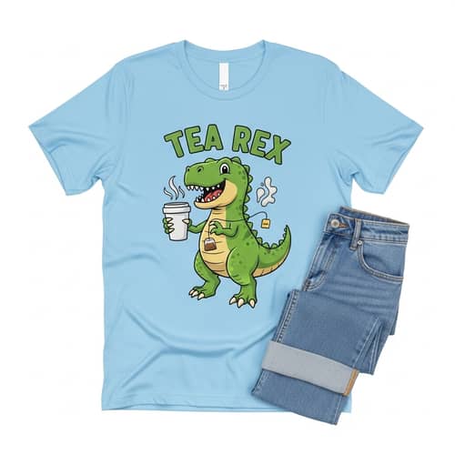 Unique Tea Rex T-Shirt - Fun Dinosaur Design