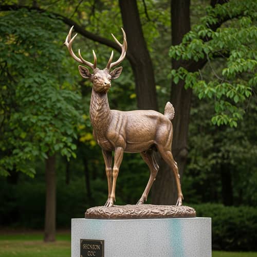 Majestic Deer Monument in Serene Park - Sculpture of Finesse
