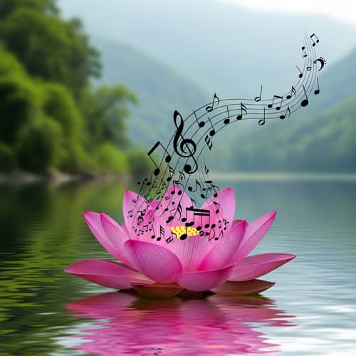 Lotus Flower and Music Harmony | Tranquil Nature Scene
