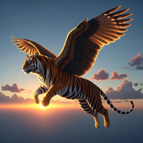 Winged Tiger Illustration: Strength and Grace in Sky