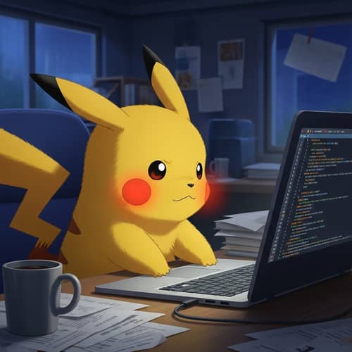 Pikachu Coding at Office | Animated Series Character Programming