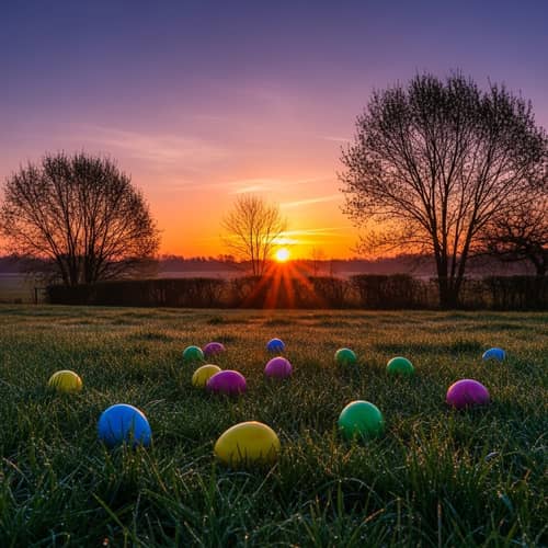 Tranquil Easter Sunrise: Vibrant Hues & Peaceful Landscape