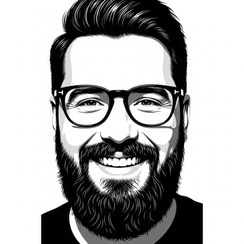 Happy Bearded Man Silhouette with Stylish Glasses