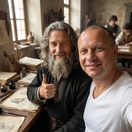 Selfie with Leonardo da Vinci: A Photorealistic Portrait