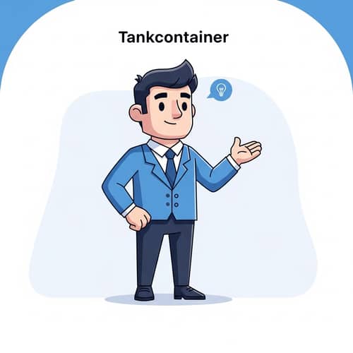 Tankcontainer - Friendly Blue Mascot in Material Design Style