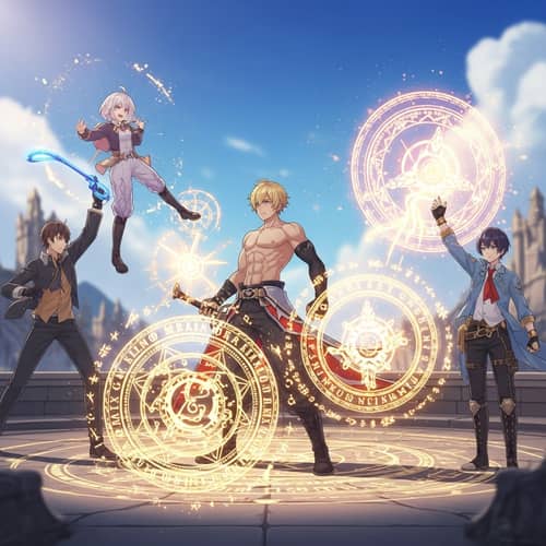 Anime Magic and Muscles: A Fortnite-Inspired Virtual World Scene
