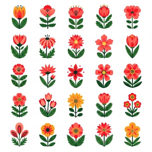 Vibrant Floral Illustrations: Diverse, Bold, Playful Designs
