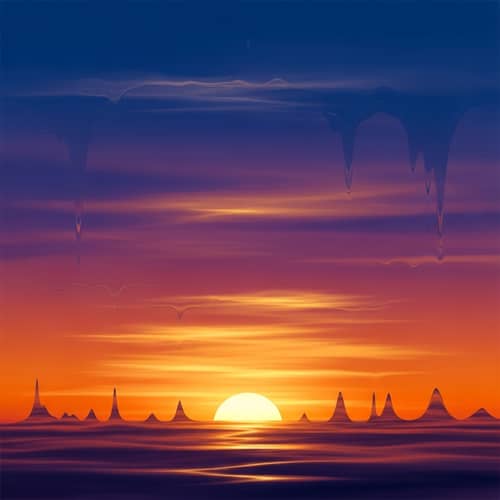 Ethereal Sunset Sky Art: Warm Oranges, Vibrant Purples & Shimmering Golds