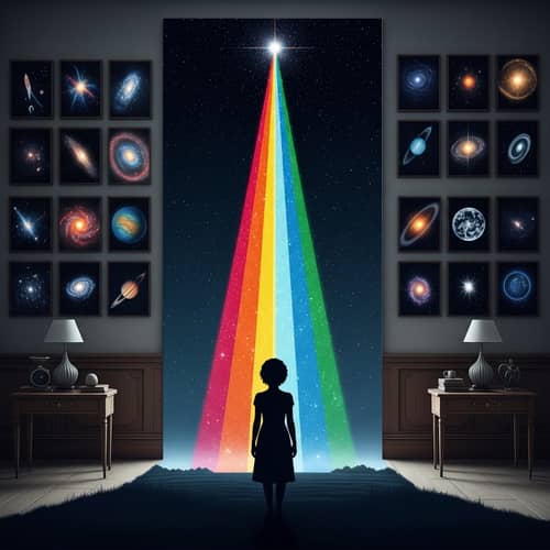 Celestial Artwork: Silhouetted Figure in Starlit Night