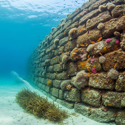 Stone Wall at Bottom of Sea