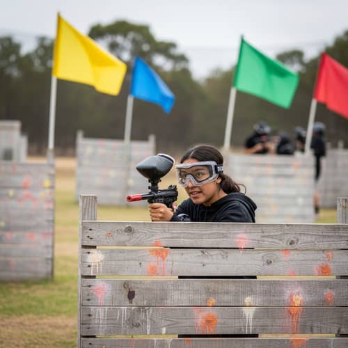 Exciting Paintball Game on Gear-Laden Course