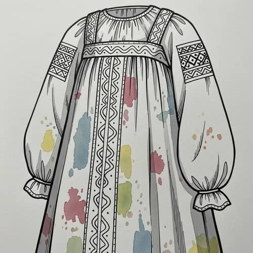 Authentic Traditional Russian Dress: Bold Lines & Muted Colors