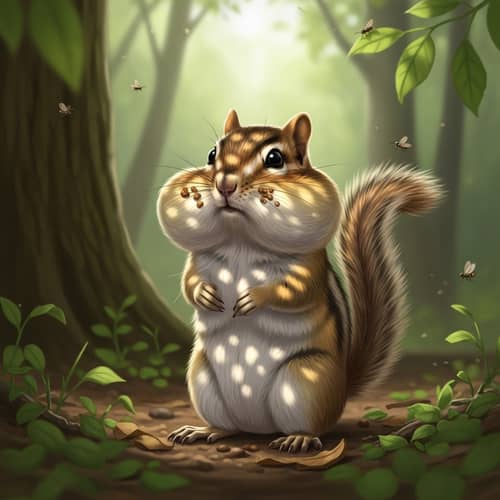 Chubby Cheeked Chipmunk in Enchanting Woodland Scene