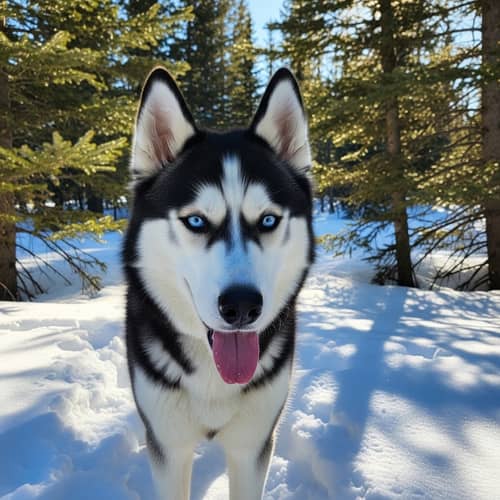 Siberian Husky in Snowy Landscape | Bright Blue Eyes