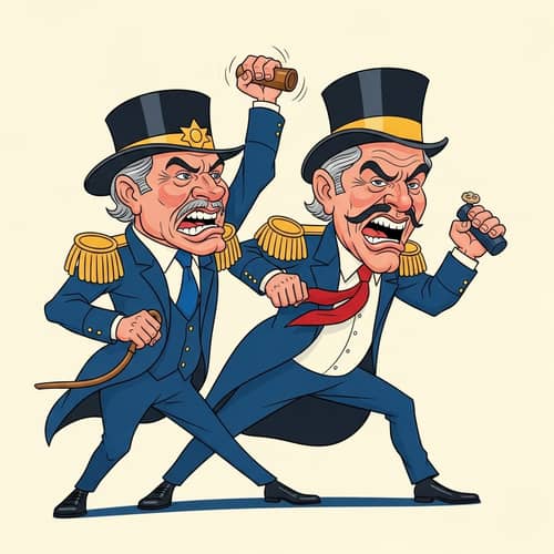 Political Caricature Art: Bold & Vibrant 19th-Century Inspired Image