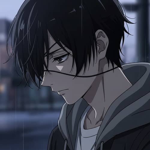 Anime Style Character with Black Hair and Eye Patch