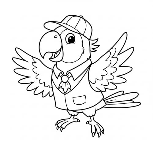 Playful Parrot Cartoon for Creative Kids | Coloring Page