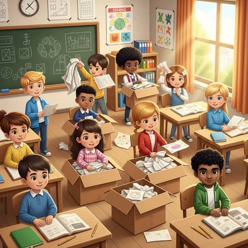School Recycling Program: Kids Collect Waste Paper for Recycling