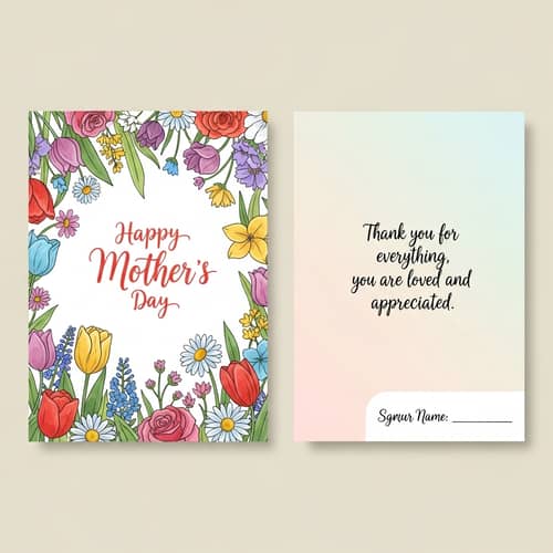 Vibrant Spring Mother's Day Card Illustration