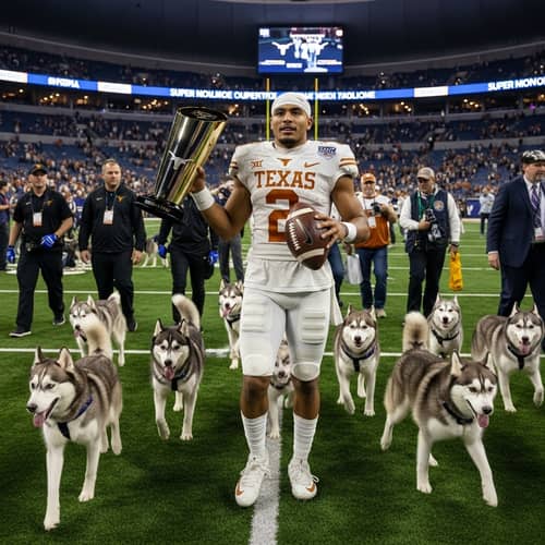 Texas Longhorns Running Back Celebrates Championship Win in Superdome