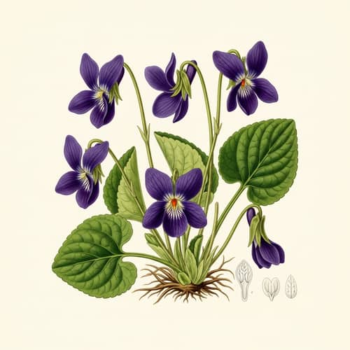 Botanical Illustration of Wild Violets | Detailed Anatomy