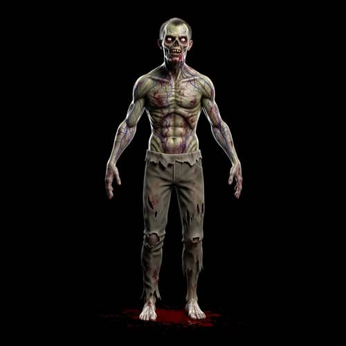 Realistic 3D Zombie with Green Skin and Veins - Thirsty for Blood