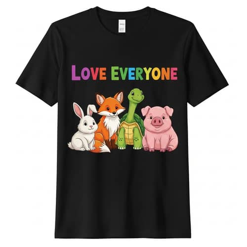 Vibrant Animal T-Shirt Design: Love Everyone
