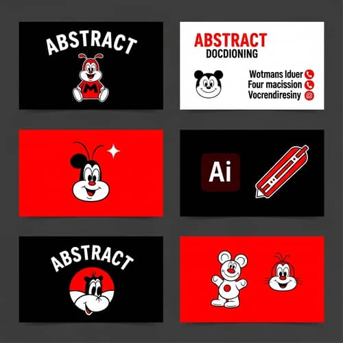 Creative Business Card Design in Black and Red | Cartoon Style