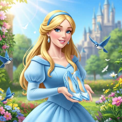 Enchanting Cinderella in Blue Gown | Magical Fairy Tale Scene