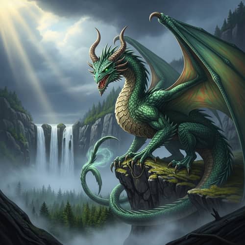 Majestic Dragon on Rocky Cliff - Awe-Inspiring Imagery