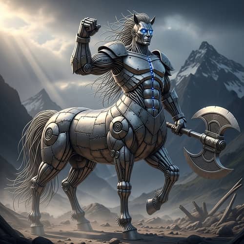 Steel Centaur Sculpture in Majestic Pose