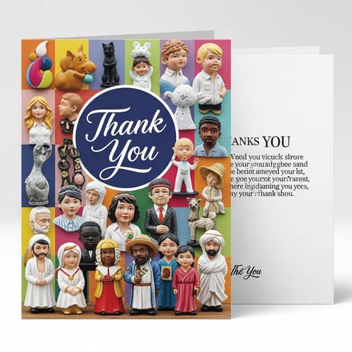 Elegant Thank-You Card with Figurines Store Theme