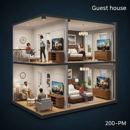 Architectural Design: Two-Story Guest House with TV in Every Room