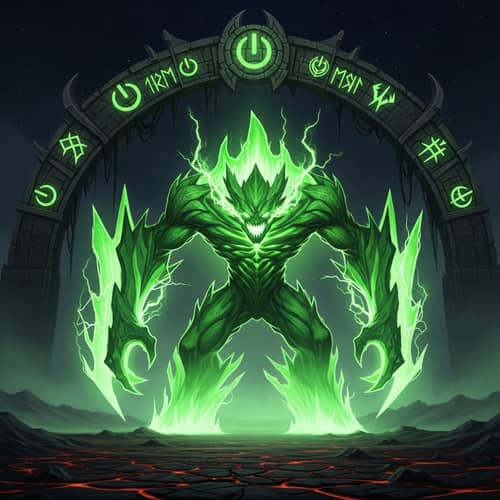 Glowing Green Lightning Creature - Power and Authority