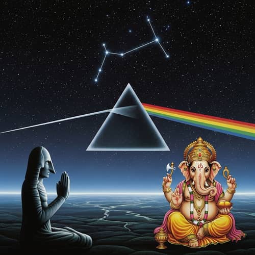 Andromeda Constellation Meets Ganesha: Dark Side of the Moon