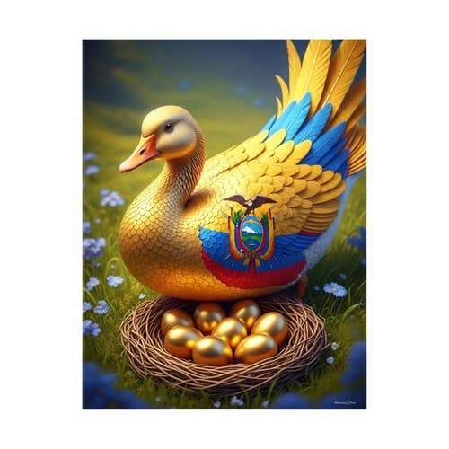 Majestic Futuristic Golden Goose in a Plush Meadow | Fantasy Genre