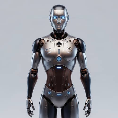 Standing AI Robot: Futuristic Front View