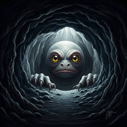 Mysterious Cryptozoology-Inspired Cave Creature Art