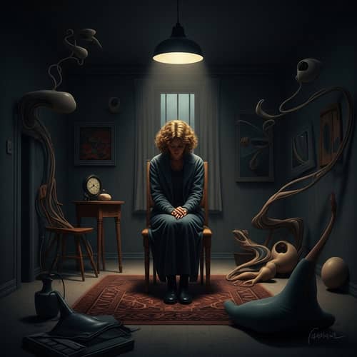 Surrealistic Scene of Introspection and Solitude