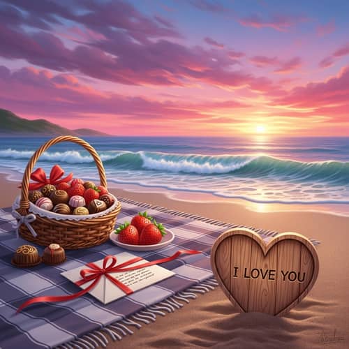 Romantic Beach Picnic on Valentine's Day